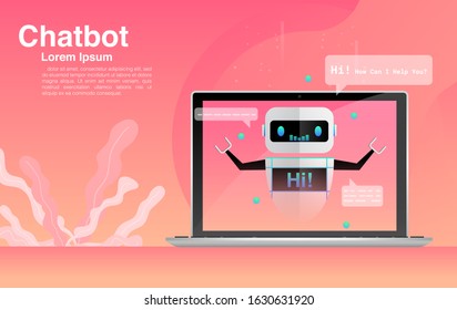 Chatbot, chatting with chatbot application, chatbot technology and online help center, Vector EPS 10