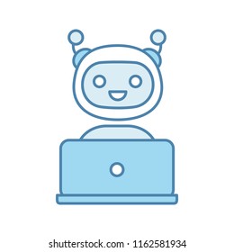 Chatbot color icon. Chat bot. Artificial conversational entity. Virtual assistant. Digital support service. Artificial intelligence. Isolated vector illustration