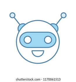 Chatbot color icon. Talkbot. Circle head laughing chat bot. Modern robot. Virtual assistant. Conversational agent. Isolated vector illustration