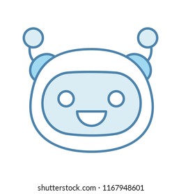 Chatbot color icon. Talkbot. Laughing chat bot. Modern robot. Virtual assistant. Conversational agent. Isolated vector illustration