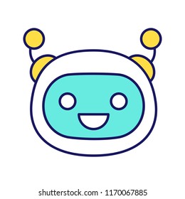 Chatbot color icon. Talkbot. Laughing chat bot. Modern robot. Virtual assistant. Conversational agent. Isolated vector illustration