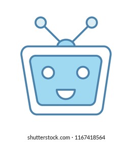 Chatbot color icon. Talkbot. Modern robot. TV laughing chat bot. Virtual assistant. Conversational agent. Isolated vector illustration