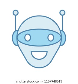 Chatbot color icon. Talkbot. Modern robot. Android laughing chat bot. Virtual assistant. Conversational agent. Isolated vector illustration