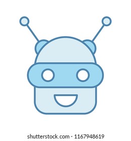 Chatbot color icon. Talkbot. Modern robot. Android laughing chat bot. Virtual assistant. Conversational agent. Isolated vector illustration