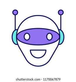 Chatbot color icon. Talkbot. Modern robot. Android laughing chat bot. Virtual assistant. Conversational agent. Isolated vector illustration