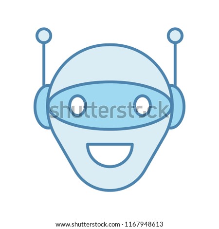 Chatbot color icon. Talkbot. Modern robot. Android laughing chat bot. Virtual assistant. Conversational agent. Isolated vector illustration