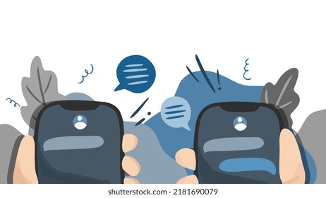 Chatbot concept background with mobile device and chatting template