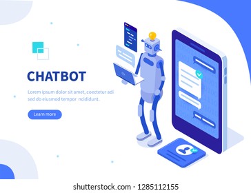 
Chatbot concept. Can use for web banner, infographics, hero images. Flat isometric vector illustration isolated on white background.