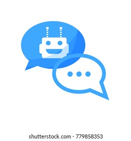 Chatbot Concept. Flat Design Avatar Bot. Chat With Robot And Human. Vector Illustration. Isolated.