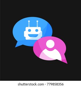 Chatbot concept. Flat design avatar bot. Chat witn robot and human. Vector illustration. Isolated.