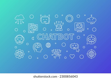 Banner horizontal del concepto de bots de charla. Vector Inteligencia Artificial Chatbot ilustración creativa