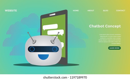 Chatbot concept. Ready to use vector illustration. Suitable for background, wallpaper, landing page, web, banner, card and other creative work.