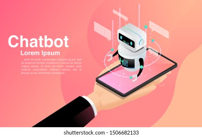 Chatbot concept, Chatbot in Smartphone, Chatting With Chatbot Application, Chatbot Technology and Online Help Center, Vector illustration
