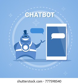 Chatbot Concept Support Robot Technology Digital Chat Bot Application On Smart Phone Vector Illustration