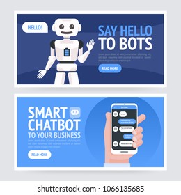Chatbot concept. Vector banners for business, site, web, brochure cards, flyer, magazines, book cover. 