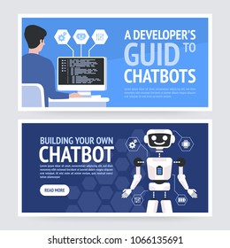 Chatbot concept. Vector banners for business, site, web, brochure cards, flyer, magazines, book cover. 
