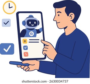 Ilustración vectorial de concepto de chatbot sobre fondo blanco