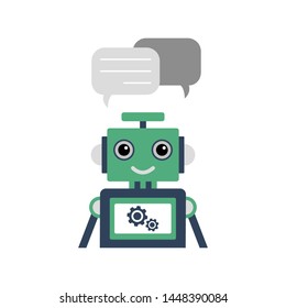 Chatbot concept. Voice support service chat bot. Cartoon style. Vector illustration. 
