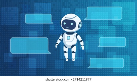 Dibujo conceptual de chatbot. Asistente virtual. Inteligencia artificial y aprendizaje automático. Tecnologías e innovaciones modernas. Antecedentes Abstractas de las innovaciones digitales.