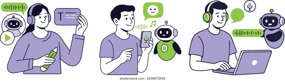 Chatbot Conversation Vector Illustration on White Background.