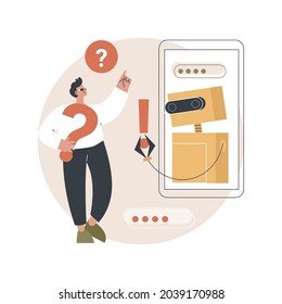 Chatbot customer service abstract concept vector illustration. Customer service bot, AI in retail, e-commerce chatbot, self-service experience, online client support, web chat abstract metaphor.