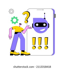 Chatbot customer service abstract concept vector illustration. Customer service bot, AI in retail, e-commerce chatbot, self-service experience, online client support, web chat abstract metaphor.