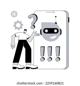 Chatbot customer service abstract concept vector illustration. Customer service bot, AI in retail, e-commerce chatbot, self-service experience, online client support, web chat abstract metaphor.