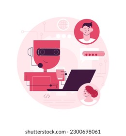 Chatbot customer service abstract concept vector illustration. Customer service bot, AI in retail, e-commerce chatbot, self-service experience, online client support, web chat abstract metaphor.
