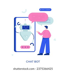 Chatbot customer service abstract concept vector illustration. Customer service bot, AI in retail, e-commerce chatbot, self-service experience, online client support, web chat abstract metaphor.