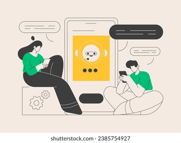 Chatbot customer service abstract concept vector illustration. Customer service bot, AI in retail, e-commerce chatbot, self-service experience, online client support, web chat abstract metaphor.