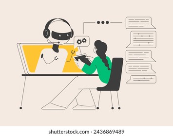 Chatbot customer service abstract concept vector illustration. Customer service bot, AI in retail, e-commerce chatbot, self-service experience, online client support, web chat abstract metaphor.