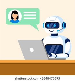 Chatbot Customer Service and AI Support on Laptop