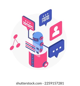 Chatbot customer service. Customer support, artificial intelligence vector cartoon illustration