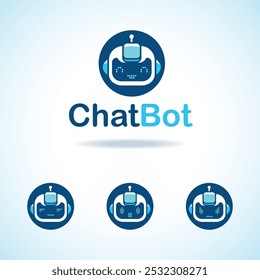 Chatbot cute robot logo template