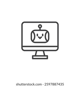Chatbot Dashboard line icon. linear style sign for mobile concept and web design. Screen showing chatbot performance outline vector icon. Monitoring bot activity symbol, logo illustration