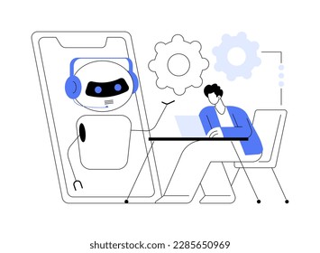 Chatbot development platform abstract concept vector illustration. Chatbot platform, virtual assistant development, cross-platform bot, wireframe, mobile application programming abstract metaphor.