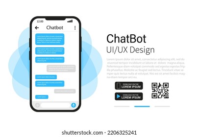 ChatBot is a device mockup using Qr. Vector illustration