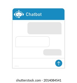 Chatbot and dialogue window. Mobile helper, contact us form, chat with the support service concept. Interface of the dialog box site for user support. Vector illustration on white background.