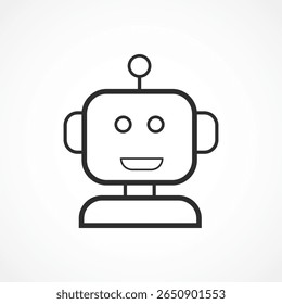 Chatbot Face Outline Icon - Virtual Assistant Bot Comunicação, Sinal de vetor, Símbolo, ilustração de logotipo. Gráficos vetoriais para Apresentação e outros