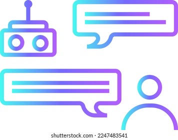 Chatbot Fintech startup icon with blue gradient outline style