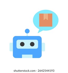 Chatbot color plano, mini icono de ilustración. uso para concepto moderno, impresión, interfaz de usuario, kit de UX, Web y desarrollo de App. Vector relacionado con la oferta de productos, marketing, negocios.