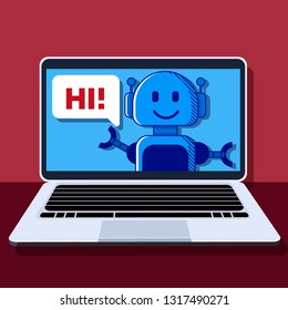 Chatbot flat line icon concept
