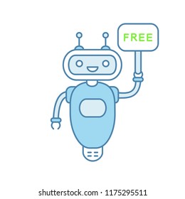 Chatbot with free in speech bubble color icon. Free customer support talkbot. Virtual assistant. Modern robot. Isolated vector illustration