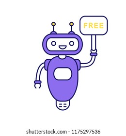 Chatbot with free in speech bubble color icon. Free customer support talkbot. Virtual assistant. Modern robot. Isolated vector illustration