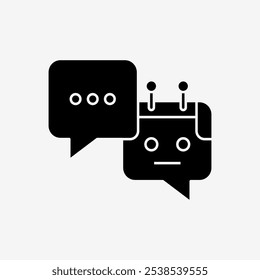 Chatbot glyph icon. Online support service bot glyph icon. Ai chatbot solid style icon. 