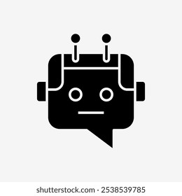 Chatbot glyph icon. Online support service bot glyph icon. Ai chatbot solid style icon. 