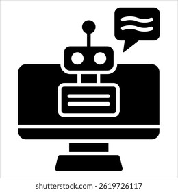 Chatbot Glyph Icon. Simple Vector Illustration on White Background