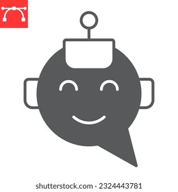Chatbot glyph icon, technology and artificial intelligence, support assistant vector icon, vector graphics, editable stroke solid sign, eps 10.