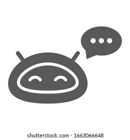 Icono de glifo de chatbot, tecnología y bot, signo de cháterbot, gráficos vectoriales, un patrón sólido en un fondo blanco, pasos 10