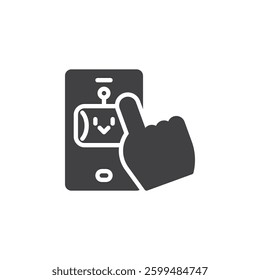 Chatbot with a hands free gesture vector icon. filled flat sign for mobile concept and web design. Hands free AI glyph icon. Symbol, logo illustration. Vector graphics